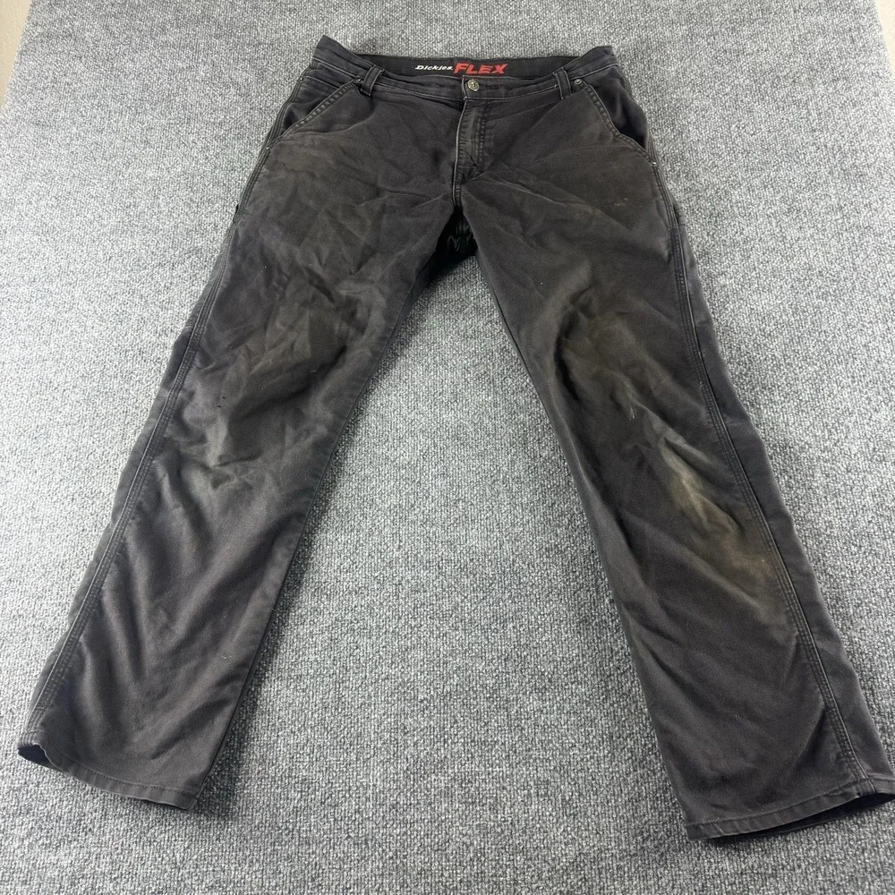 Dickies Flex Pants Mens 32x30 Black Carpenter Stretch Straight Leg Workwear